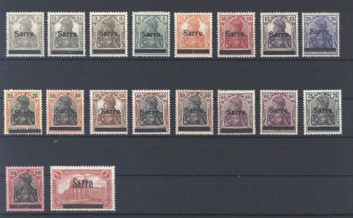 Saargebiet Michel Nummer 1-17, Sarre Aufdruck Satz 1920 ungebraucht *