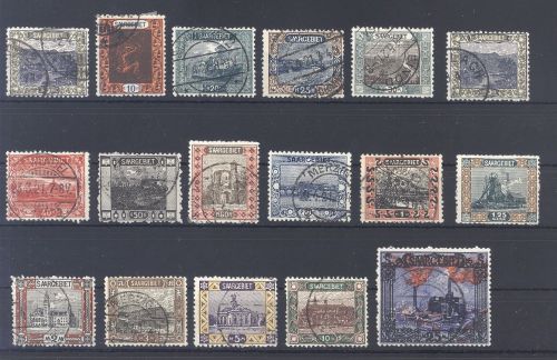 Saargebiet Michel Nummer 53-69, Freimarken 1921 */gestempelt