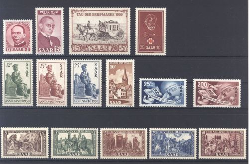 Saarland Michel Nummer 289-303 Jahrgang 1950 **