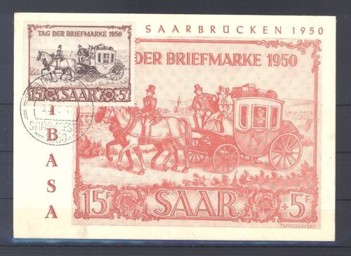 Saarland, Sonderkarte Michel Nummer 291, IBASA 1950 mit SST