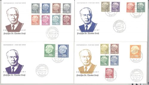Saarland Michel Nummer 380-99, Heuss-Satz als FDC Satz