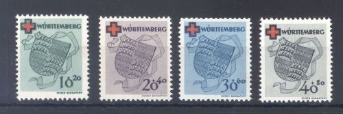 Franz. Zone Württemberg Michel Nummer 40-43 A Rotes Kreuz 1949 **