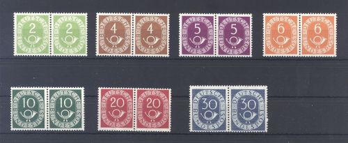 Bund, ** Posten Bund Posthorn Paare auf Steckkarte