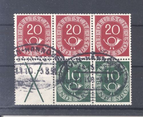 Bund Teile aus Posthorn Markenheftchenblatt 1 gestempelt