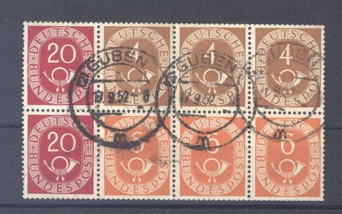 Bund Markenheftchenblatt Posthorn 2 weitgehend komplett gestempelt