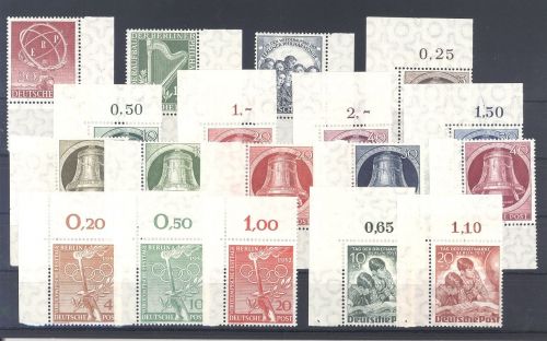 Berlin, ** Posten guter Eckrandwerte und Sätze aus 1950-52