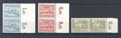 Berlin Michel Nummer 121-23, Bauten III in ** Paaren