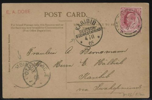 DSWA Brit. Besetzung, AK Kap d. Guten Hoffnung - Karibib ü. Otjimbingue