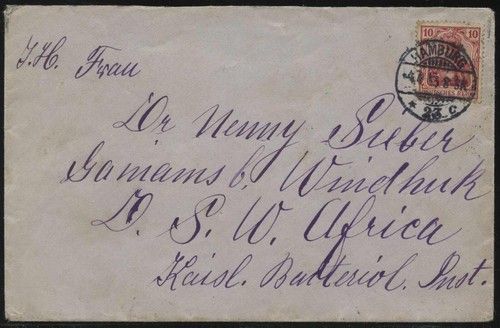 DSWA, Brief n. Windhuk, Fr. Dr. Sieber Kais. Bakteriologisches Institut