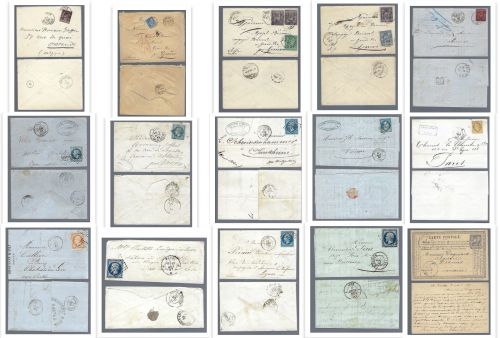 Frankreich 1857-1895, 15 Belege / Karten, Konvolut