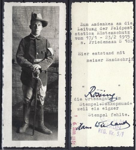 DSWA Rössing, Originalfoto H. Wieland FP Station Küstenschutz 1915