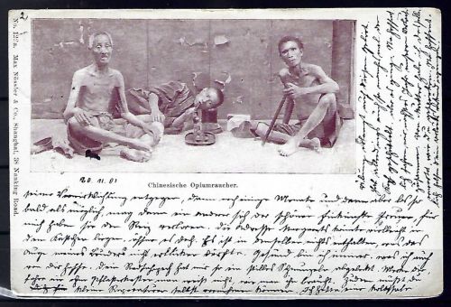DAP China AK Chinesische Opiumraucher, Shanghai-Regensburg 1901