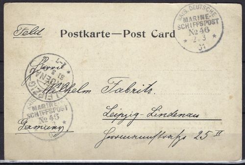 DAP China AK FP im Boxeraufstand, MSP 46 Großer Kreuzer Hansa 2.3.01