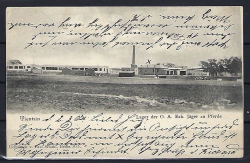 DAP China, AK Lager O. A. Esk. Jäger zu Pferde, Tientsin-Loburg 1904