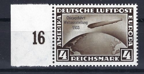 DR Chicagofahrt 1933, Mi 498 **, vom linken Rand in Luxus Qualität