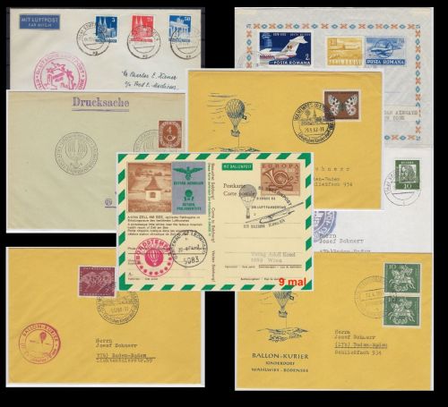 16 Belege Luftpost, Ballonpost, interessante Partie