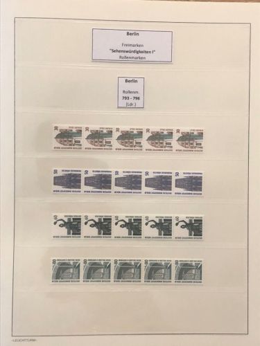 Berlin SWK Rollenmarken, komplette Serie der 5er Streifen **