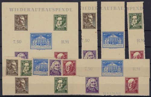 Thüringen Block 3 B **, senk. + waag. Kombinationen **, Blockmarken **