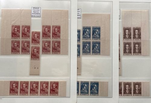 Fr. Zone Mi 11-13 **; 4er-Blk. Ecke OL/OR, senk. Paar UR, 5er Str.