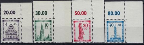 Baden Mi 38 - 41 ** Eckrand OR, in guter Qualität