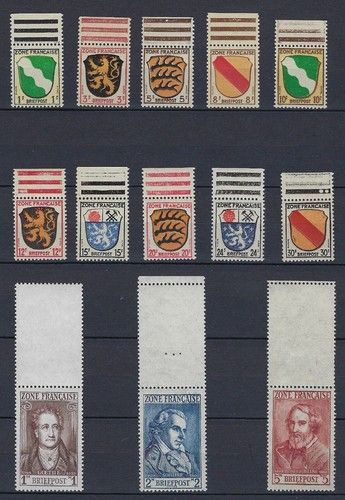 Fr. Zone Mi 1 - 13 ** vom Oberrand ( Mi 11-13 L in Markengröße)