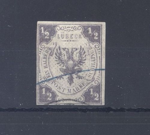 Lübeck Michel Nummer 1, 1-2 Schilling 1859-62 gestempelt, geprüft