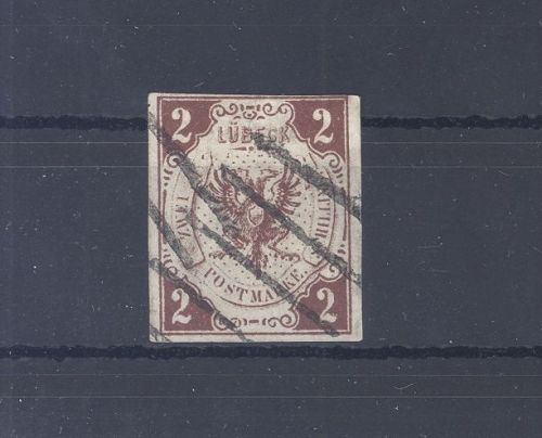 Lübeck Michel Nummer 3, 2 Schilling 1859-62 gestempelt, geprüft