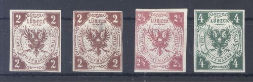 Lübeck, 4 verschiedene ungebrauchte Werte als Posten