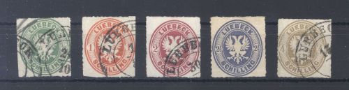 Lübeck Michel Nummer 8-12 Freimarken 1863-65 */gestempelt