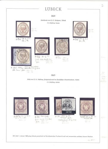 Lübeck, interessantes Sammlerblatt mit Michel Nummer 13-14