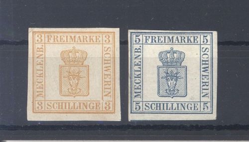 Mecklenburg-Schwerin Michel Nr. 2-3, Freimarken 1864 ungebraucht
