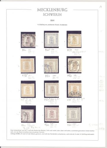 Mecklenburg-Schwerin, interessantes Sammlerblatt mit Michel Nr. 6-8
