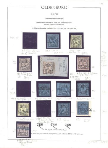 Oldenburg, interessantes Sammlerblatt aus Mi.Nr. 2-4, Freimarken 1852