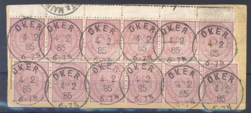 Dt. Reich Michel, Paketkarte mit 2 x Fünferstreifen Michel Nummer 37