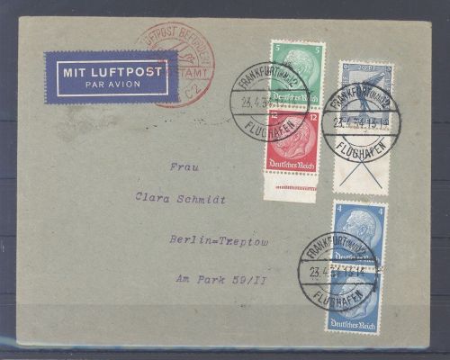 Dt. Reich, LuPo Brief mit Zusammendruck S 35 Frankfurt nach Berlin