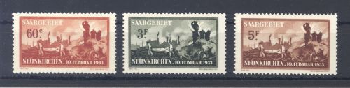 Saargebiet Michel Nummer 168-70, Neunkirchen 1933 ungebraucht *