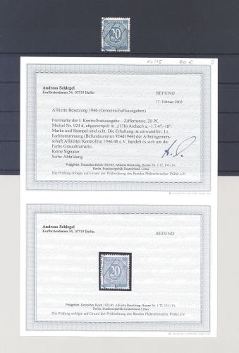 Alliierte Besetzung Mi.Nr. 924d, 20 Pfg. Ziffern gestempelt, Befund BPP