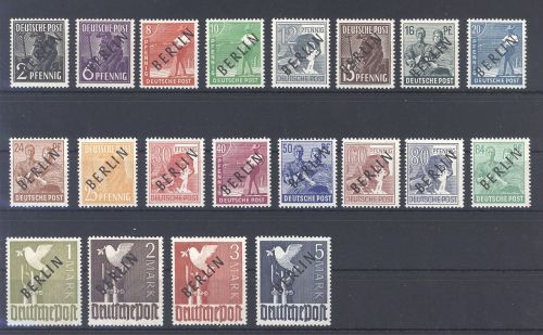 Berlin Michel Nummer 1-20, Schwarzaufdruck **, Markwerte geprüft BPP