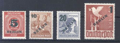 Berlin Michel Nummer 64-67 Grünaufdruck 1949 **