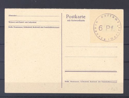 Dt. Lokalpost Arnsberg Michel Nummer 1 auf Blankokarte