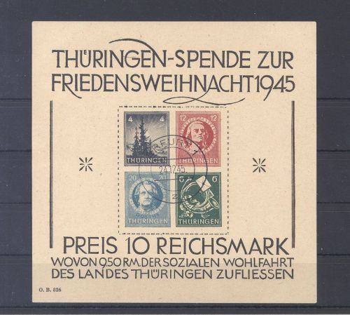 SBZ Block 2x, Weihnachtsspende 1945 gestempelt, geprüft