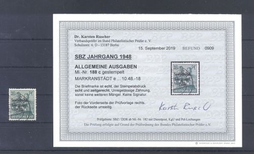 SBZ Michel Nummer 188c 16 Pfg Freimarke 1948 gestempelt Befund BPP