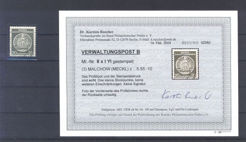 DDR Dienst A ZKD Michel Nummer 8 XI YI gestempelt, Befund BPP