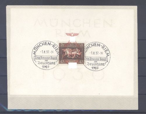 Dt. Reich Block 10 Braunes Band München Riem 1937 SST auf Brief
