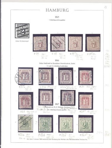 Hamburg, interessanter Posten aus Michel Nummer 19-21 auf Seite