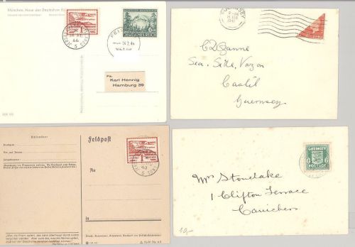 Dt. Bes. 2. WK Kanalinseln, 10 verschiedene Belege als Posten