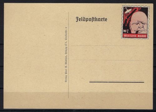 Feldpost-Spottbrief „Winston Churchill“ WC Wertlose marke, ungebraucht