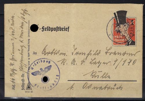Feldpost-Spottbrief „Chamberlain“ Wert keinen Pfennig, KZ Flossenbürg