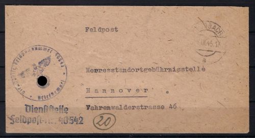 Feldpost „Hamburger Postfund“ aus Graf-Golz-Kaserne, mit Expertise