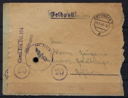 Feldpost „Hamburger Postfund“ aus Graf-Golz-Kaserne, mit Expertise